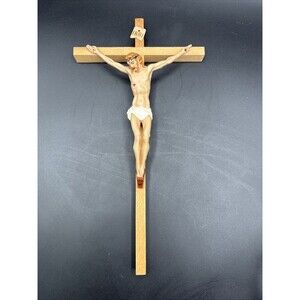 Vintage Genuine Italy Fontanini Corpus 12" Crucifix Jesus Christ Wood Cross INRI